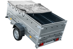 Charger l'image dans la galerie, Grande remorque 230x125 avec bâche plate grise, rehausses de ridelles et roue jockey - Garden Trailer 230 KIPP
